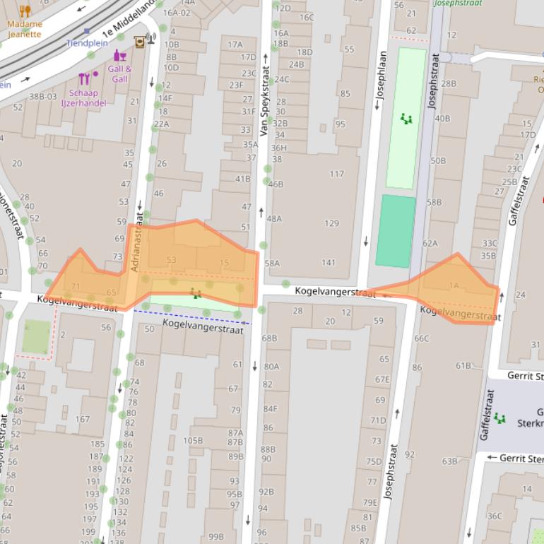 Kaart van postcodegebied 3014ZN.