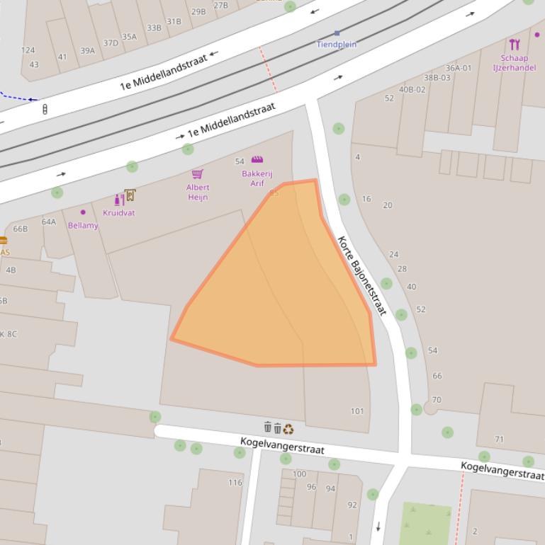 Kaart van postcodegebied 3014ZR.