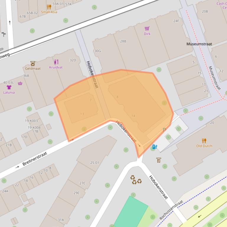 Kaart van postcodegebied 3015BV.