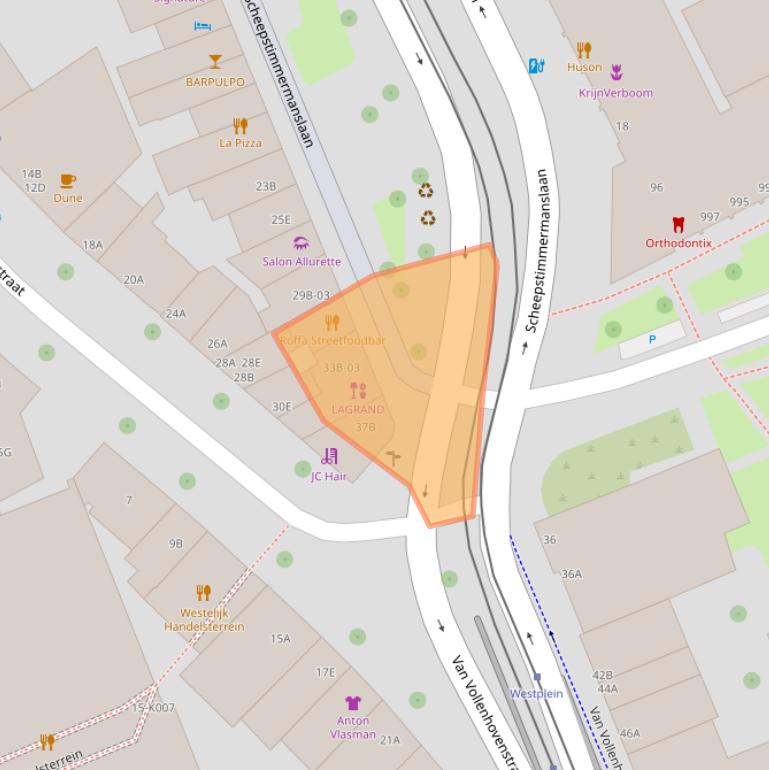 Kaart van postcodegebied 3016AE.