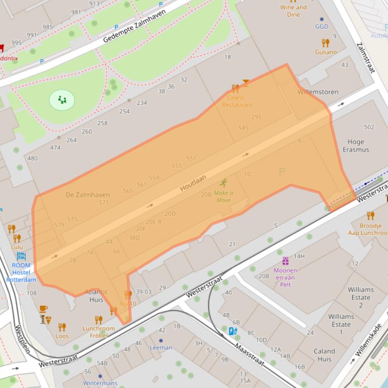 Kaart van postcodegebied 3016DA.