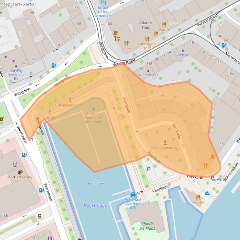 Kaart van postcodegebied 3016DE.