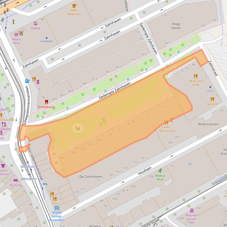 Kaart van postcodegebied 3016DT.