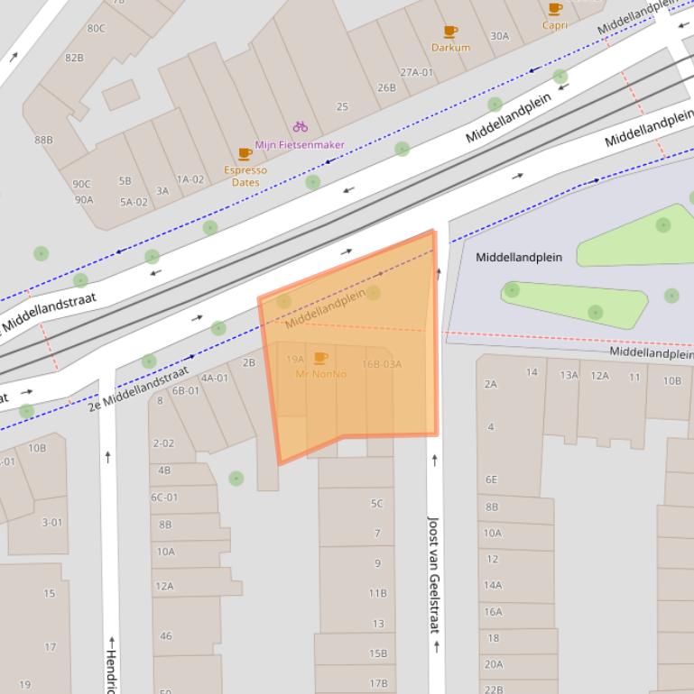 Kaart van postcodegebied 3021BT.
