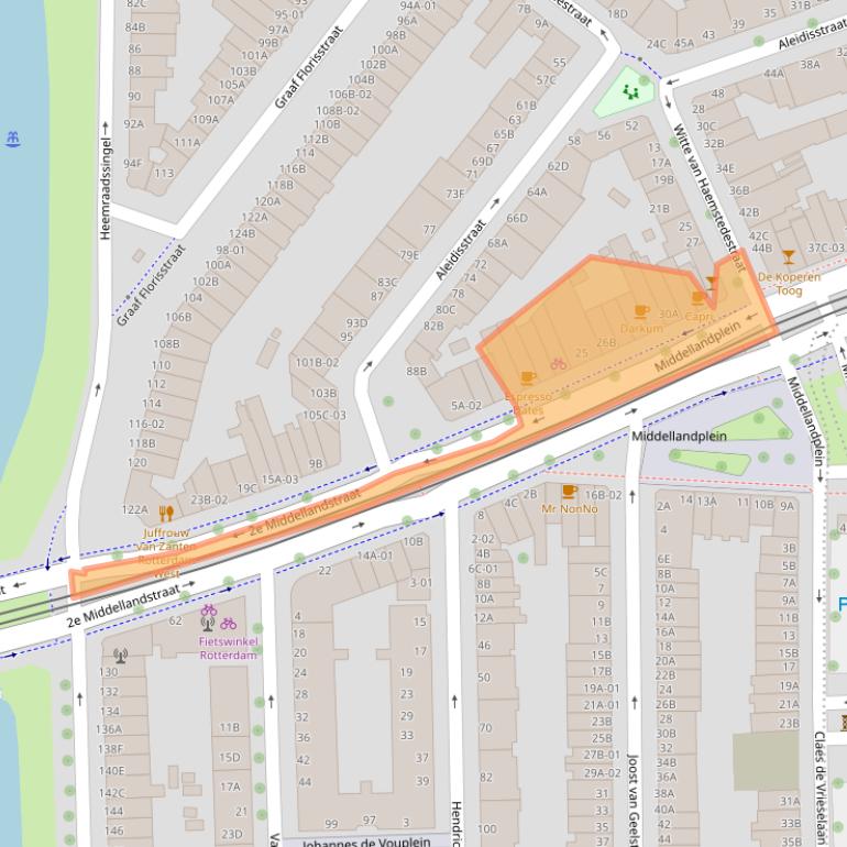 Kaart van postcodegebied 3021BV.