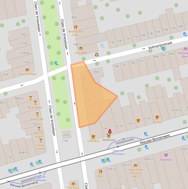 Kaart van postcodegebied 3021JV.