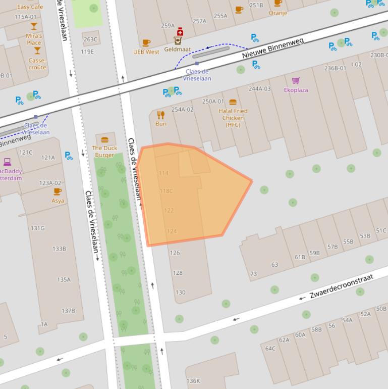 Kaart van postcodegebied 3021JW.