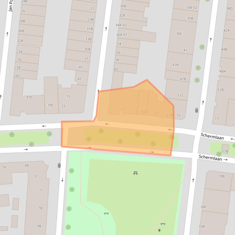 Kaart van postcodegebied 3021KG.