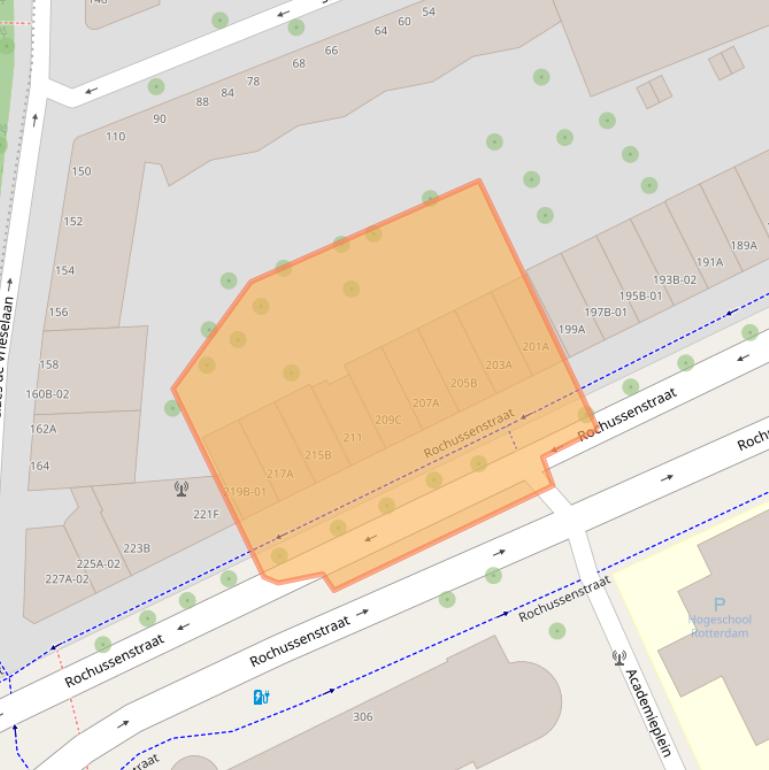 Kaart van postcodegebied 3021NS.