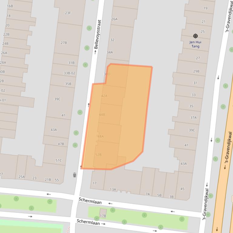 Kaart van postcodegebied 3021TJ.