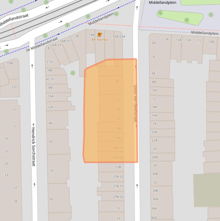Kaart van postcodegebied 3021VJ.