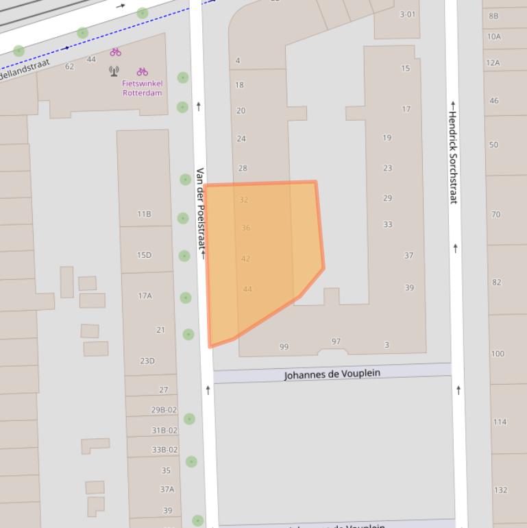 Kaart van postcodegebied 3021VX.