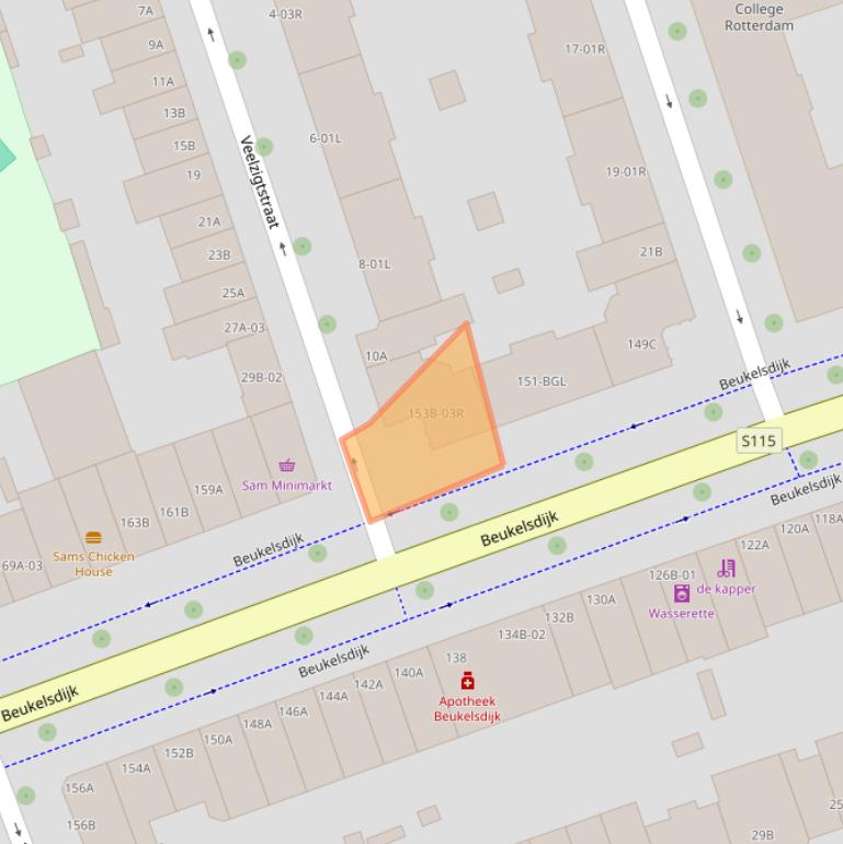 Kaart van postcodegebied 3022DD.