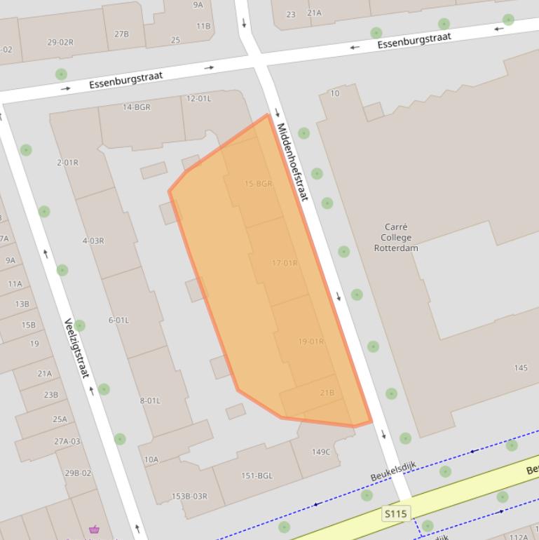 Kaart van postcodegebied 3022ES.