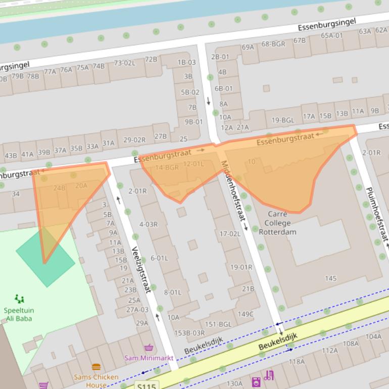 Kaart van postcodegebied 3022ML.