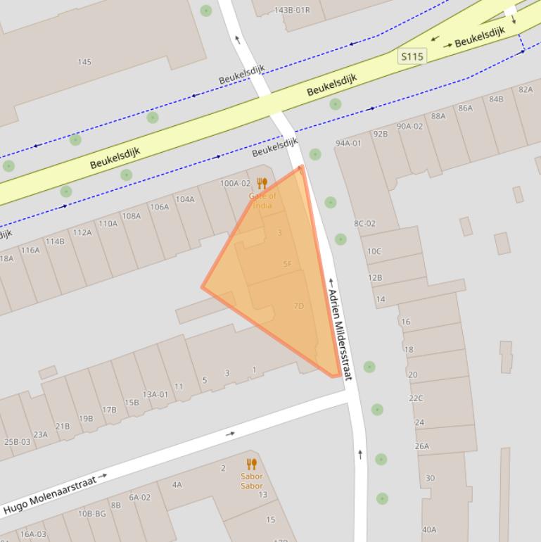 Kaart van postcodegebied 3022NA.