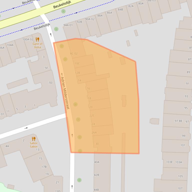 Kaart van postcodegebied 3022NG.