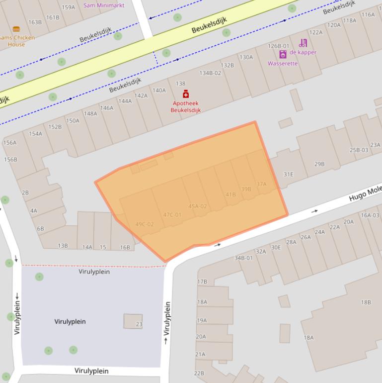 Kaart van postcodegebied 3022NP.