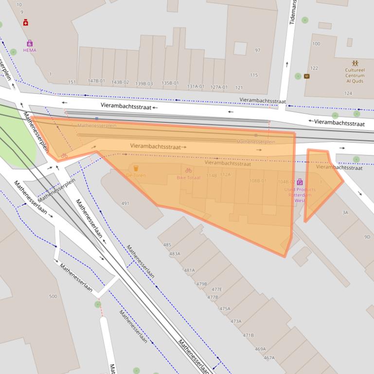 Kaart van postcodegebied 3023AT.