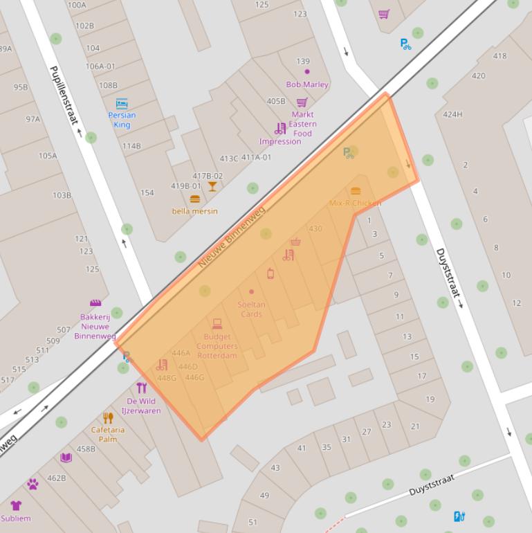Kaart van postcodegebied 3023EX.