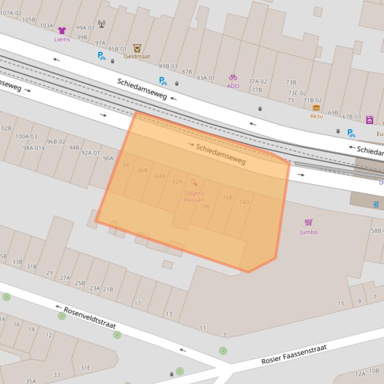 Kaart van postcodegebied 3025AE.