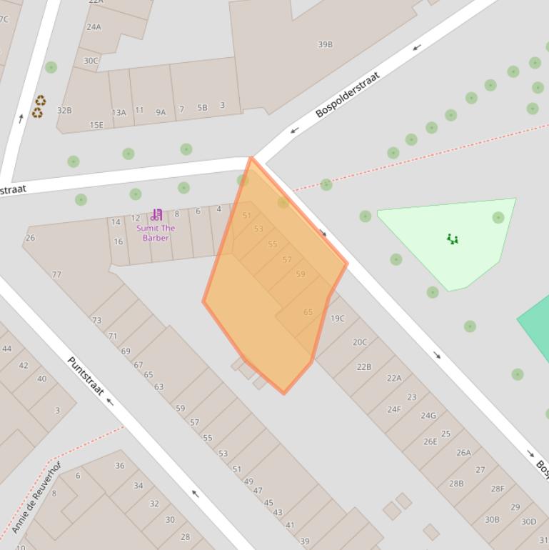 Kaart van postcodegebied 3025EV.
