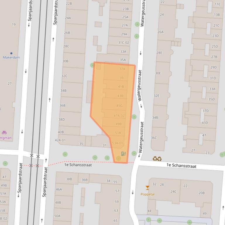 Kaart van postcodegebied 3025HJ.
