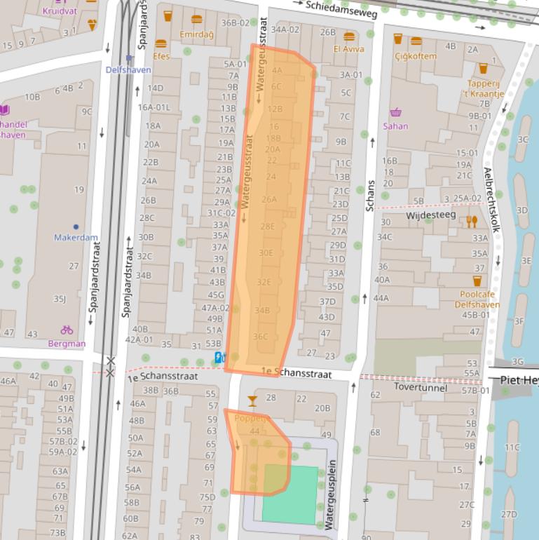 Kaart van postcodegebied 3025HS.