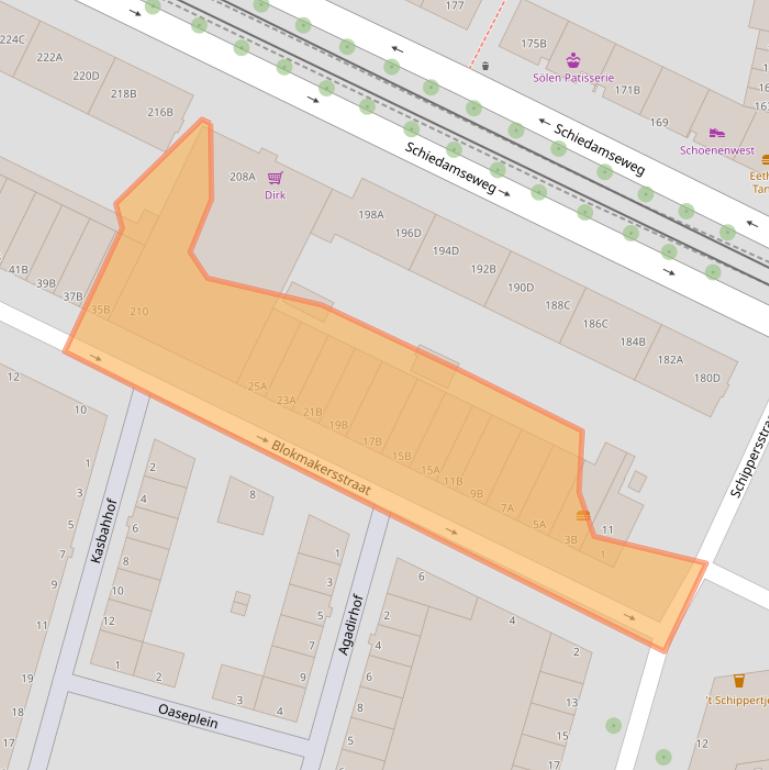 Kaart van postcodegebied 3025NA.