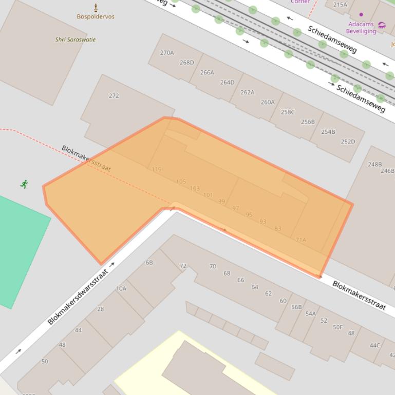 Kaart van postcodegebied 3025NC.