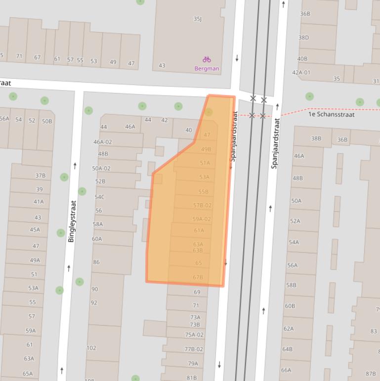 Kaart van postcodegebied 3025TJ.