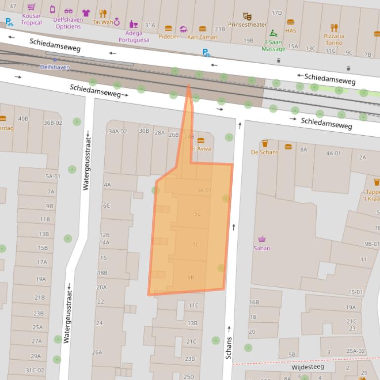 Kaart van postcodegebied 3025VA.