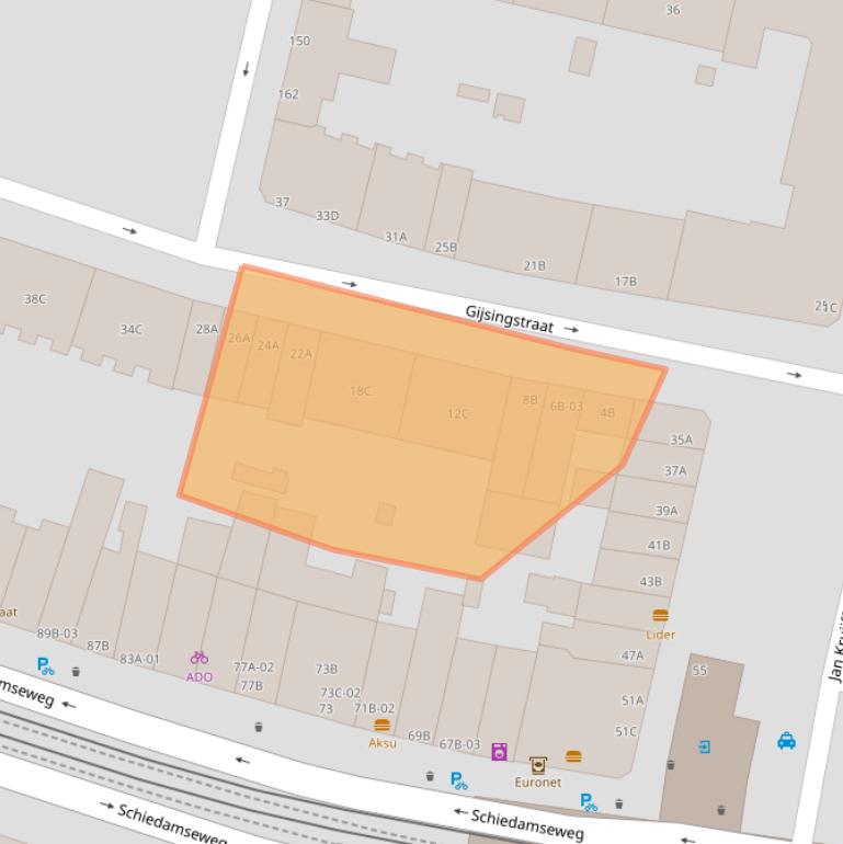 Kaart van postcodegebied 3026RL.