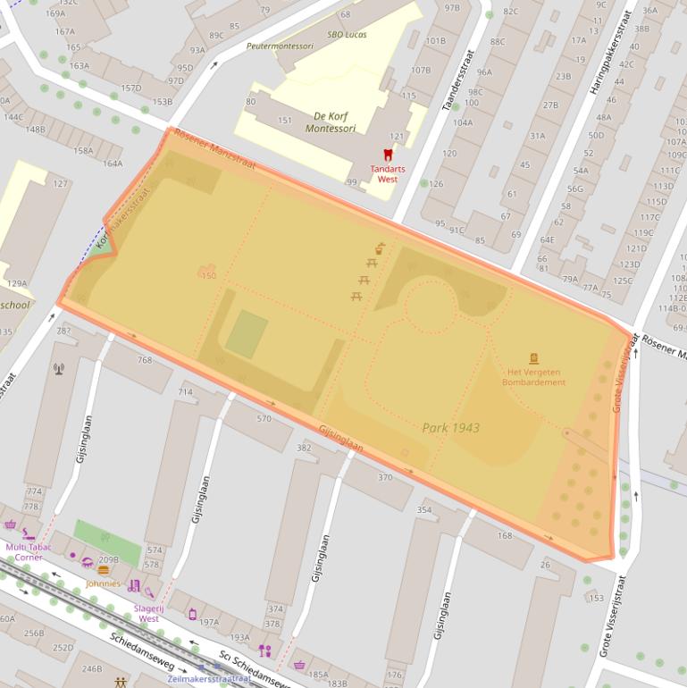 Kaart van postcodegebied 3026TZ.