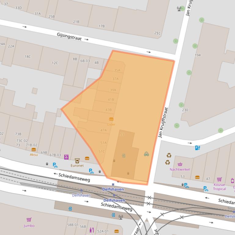 Kaart van postcodegebied 3026VN.