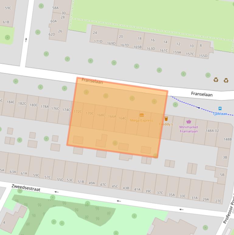 Kaart van postcodegebied 3028AJ.