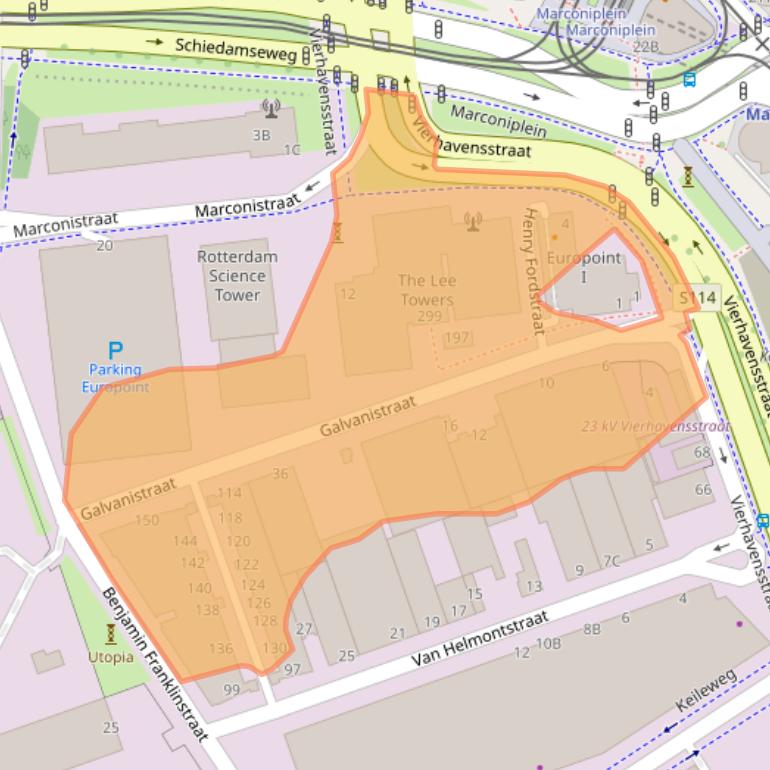 Kaart van postcodegebied 3029AD.