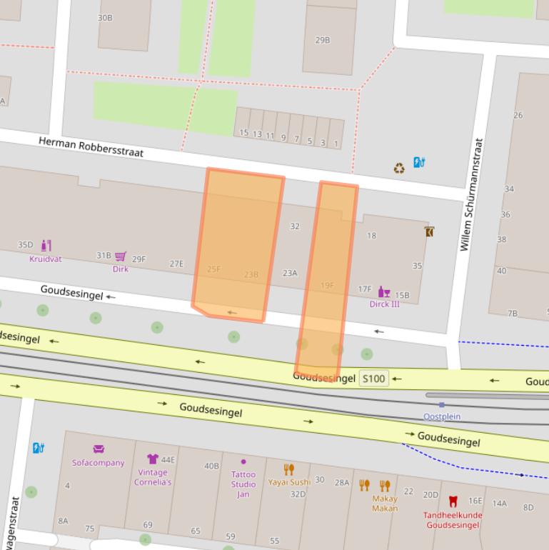 Kaart van postcodegebied 3031EB.