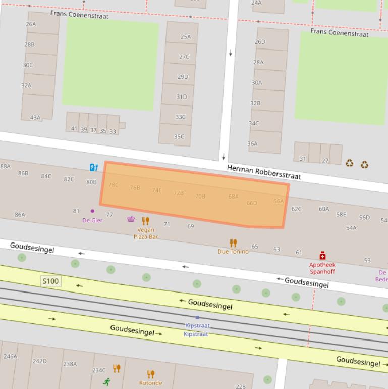 Kaart van postcodegebied 3031RJ.