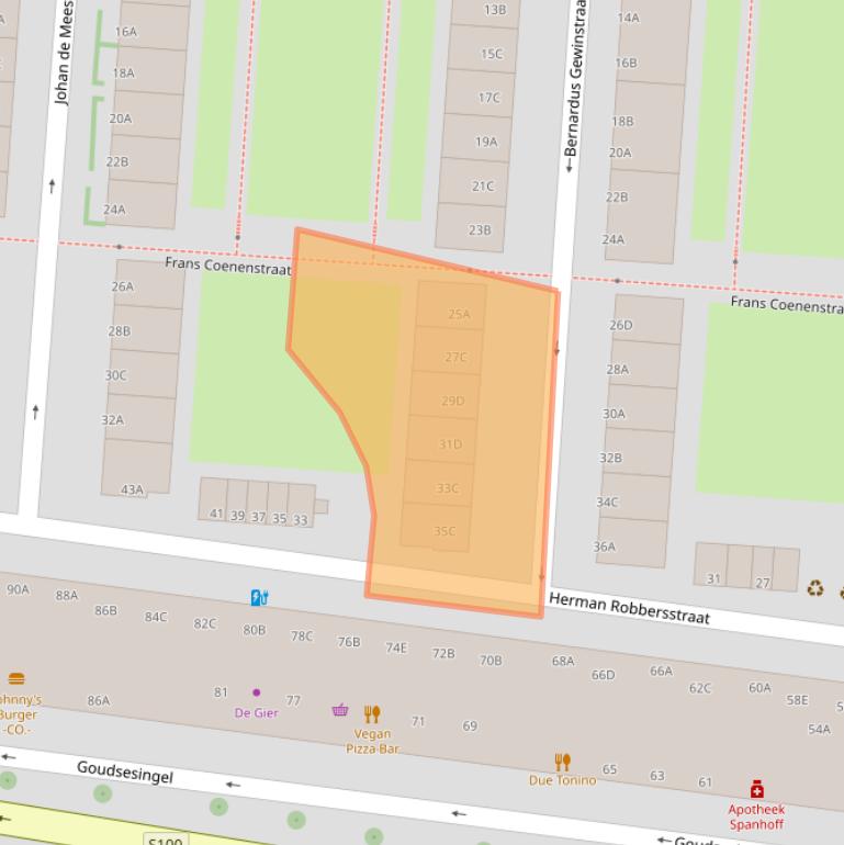 Kaart van postcodegebied 3031SC.