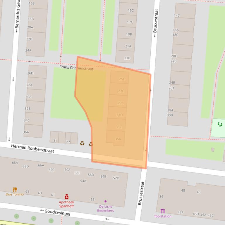 Kaart van postcodegebied 3031SJ.