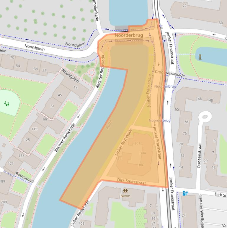 Kaart van postcodegebied 3031WB.