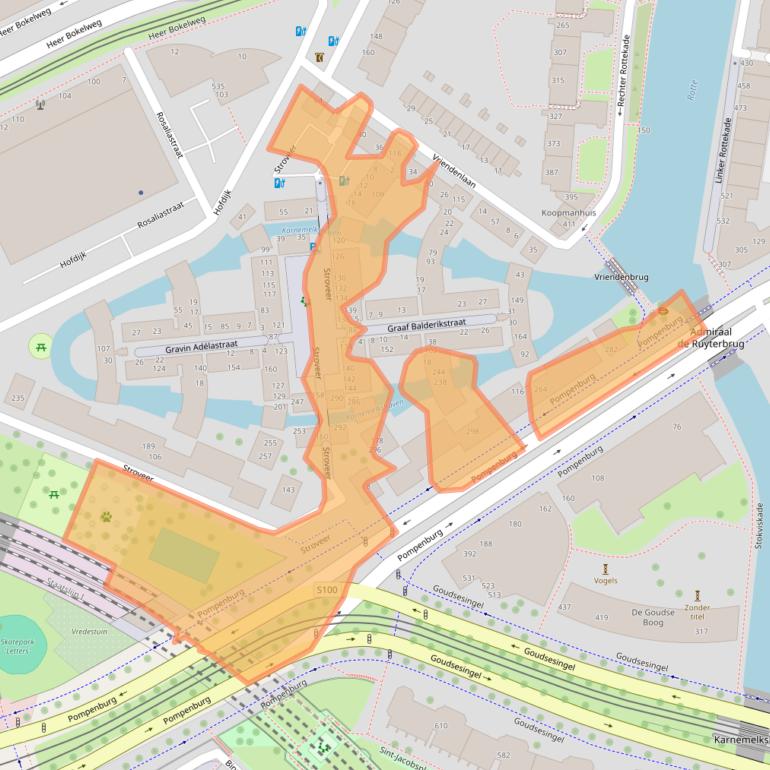 Kaart van postcodegebied 3032GA.