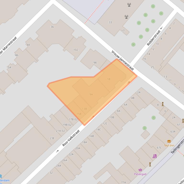 Kaart van postcodegebied 3032RB.