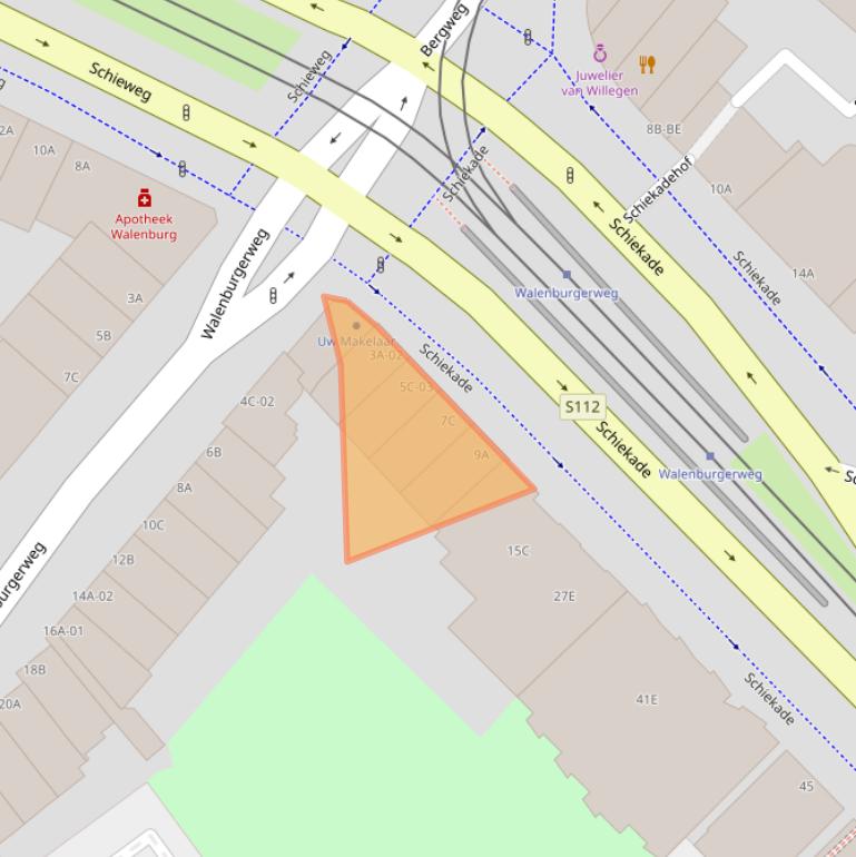 Kaart van postcodegebied 3033BA.