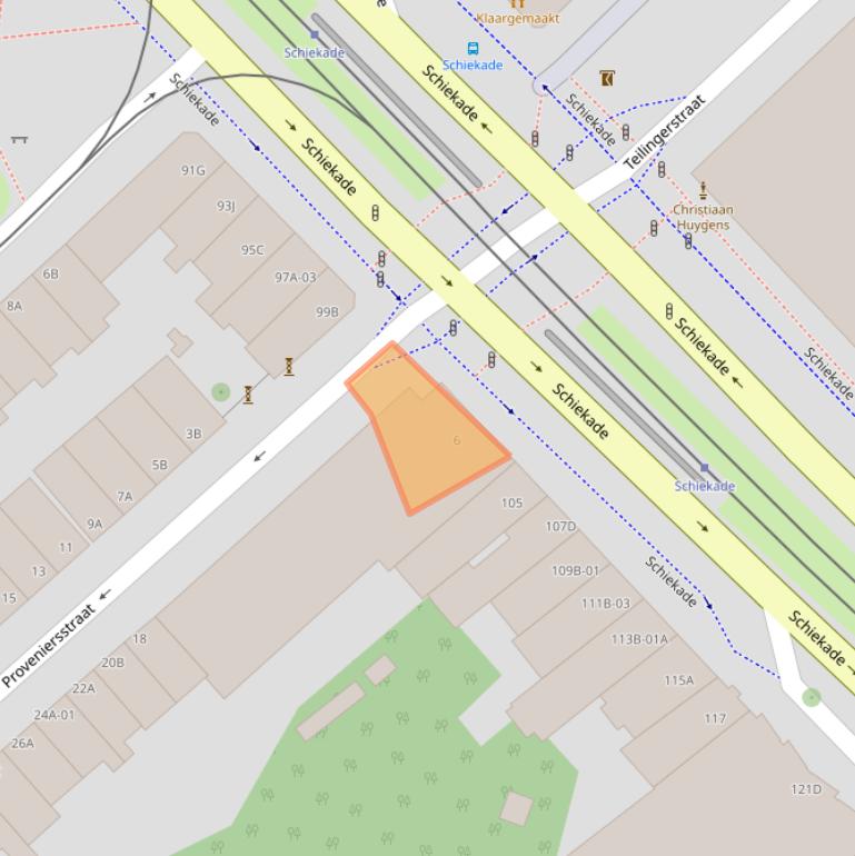 Kaart van postcodegebied 3033BG.