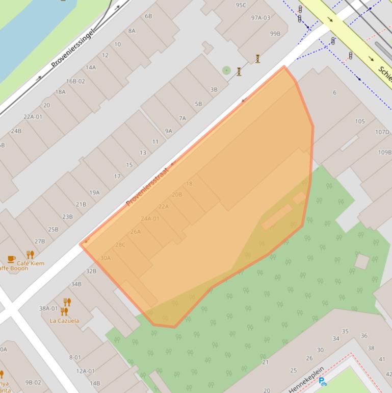 Kaart van postcodegebied 3033CJ.