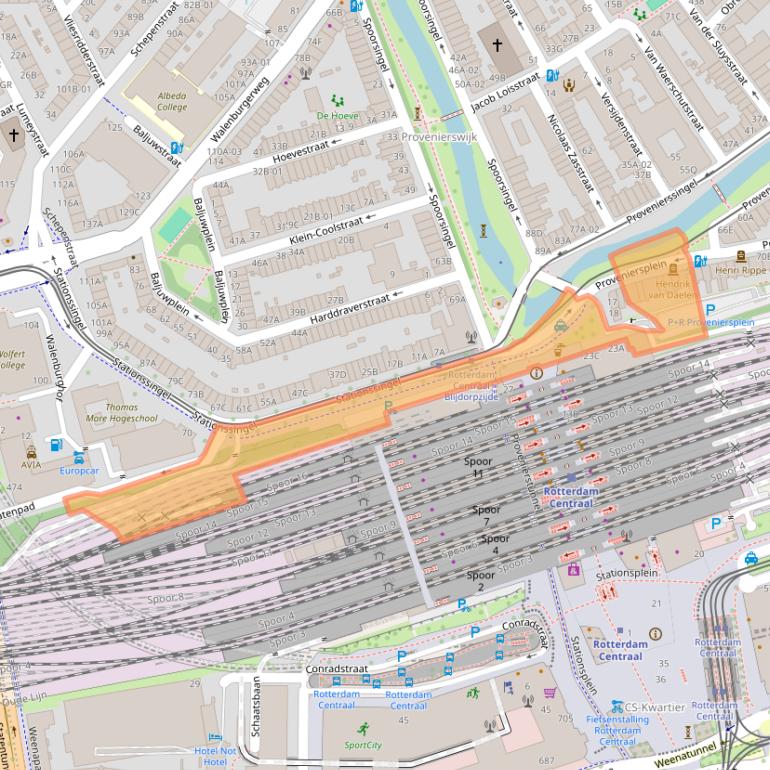 Kaart van postcodegebied 3033EB.