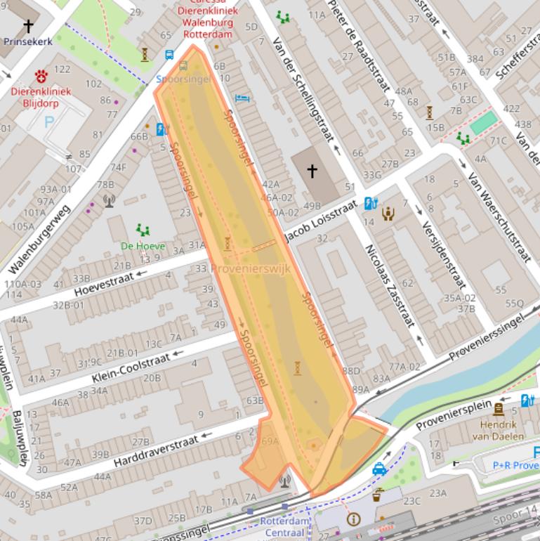 Kaart van postcodegebied 3033GJ.