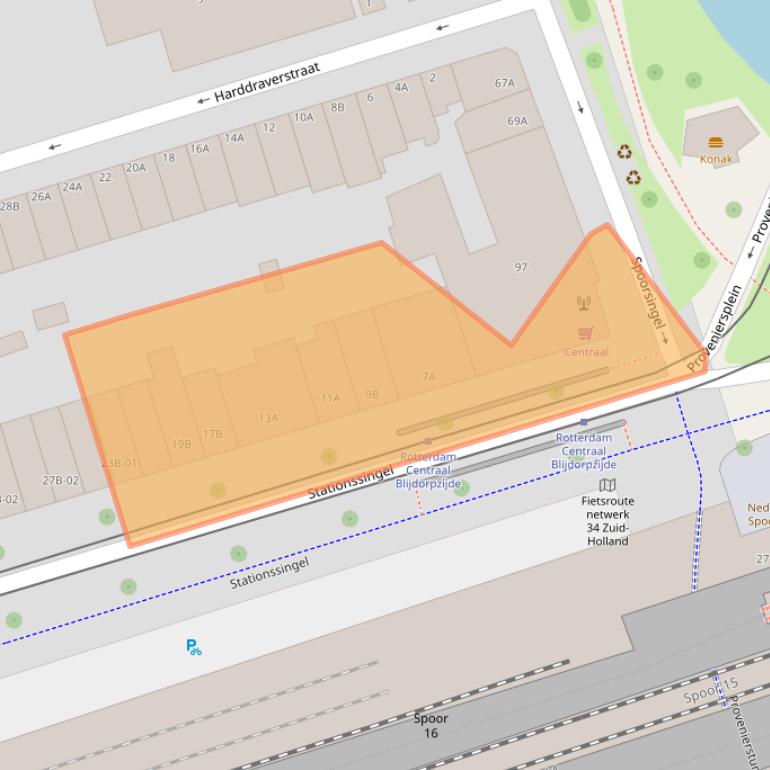 Kaart van postcodegebied 3033HA.